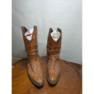 Dingo Vintage Cowboy Boots Mens 9 Brown Leather Slouch Western Pull On